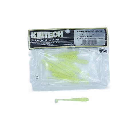 Leurre Souple Keitech Swing Impact Slim 2” - 5Cm - Flash Chartreuse - Par 12