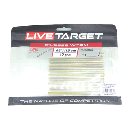 Leurre Souple Live Target Finesse Worm 4.5'' - Chartreuse / Brown - Par 10