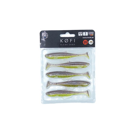 Leurre Souple Lmab Bleak Shad - 9Cm - Green Pumpkin Chartreuse - Par 5