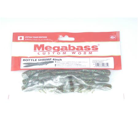 Leurre Souple Megabass Bottle Shrimp 4” - 10Cm - Kasumi Green Flake - Par 6