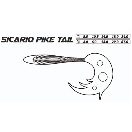 LEURRE SOUPLE MIKADO SICARIO PIKE TAIL - 10,5CM - PAR 4