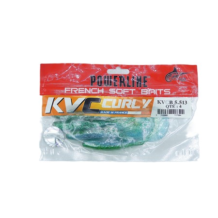 Leurre Souple Powerline Jig Power Kvc 5.5 - 14Cm - Bleu Ventre Vert Pailleté - Par 4