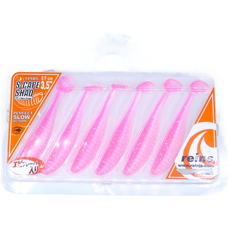 Leurre Souple Reins S-Cape Shad 3.5” - 9Cm - Clear Pink - Par 6