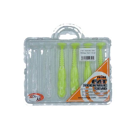 Leurre Souple Reins Fat Rockvibe Shad 4” - 10Cm - 129 - Glow Chart Silver - Par 4