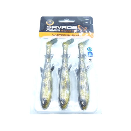 Leurre Souple Savage Gear 3D Whitefish Shad - 12Cm - Black Gold - Par 2