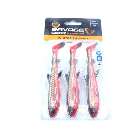 Leurre Souple Savage Gear 3D Whitefish Shad - 12Cm - Black Red - Par 2