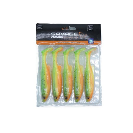 Leurre Souple Savage Gear Fat Minnow T-Tail - 13Cm - Firecracker - Par 5