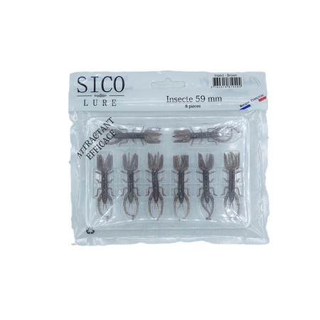 Leurre Souple Sico Lure Insecte - 6Cm - Brown - Par 8