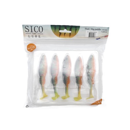 Leurre Souple Sico Lure Shad Big Paddle 110 - 11Cm - Flashy - Par 5