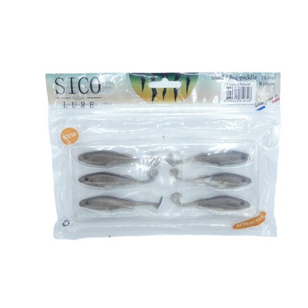 Leurre Souple Sico Lure Shad Big Paddle 75 - 7.5Cm - Naturel - Par 6