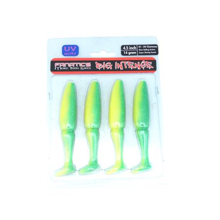 Leurre Souple Stucki Fishing Big Intense Shad - 11.5Cm - Uv-Chartreuse - Par 4