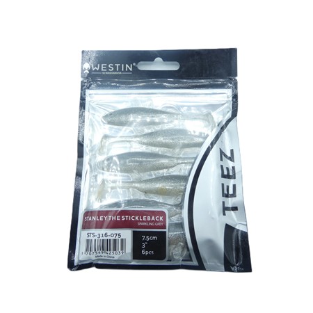 Leurre Souple Westin Stanley The Stickleback Shadtail - 7.5Cm - Sparkling - Par 6
