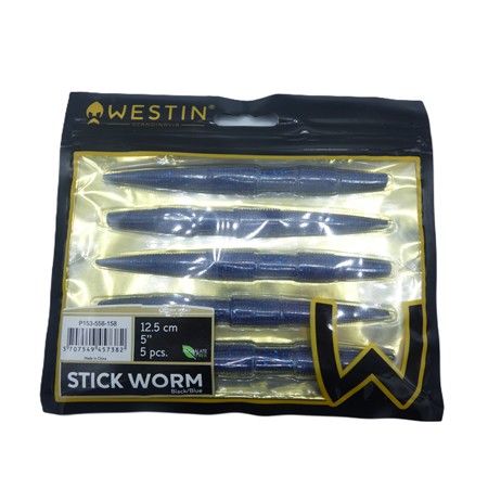 Leurre Souple Westin Stick Worm - 12.5Cm - Black Blue - Par 5