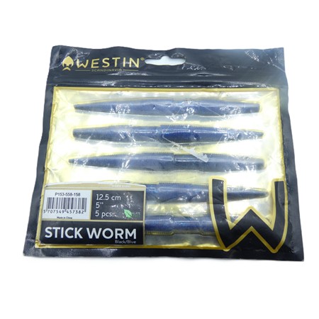 Leurre Souple Westin Stick Worm - 12.5Cm - Black Blue - Par 5