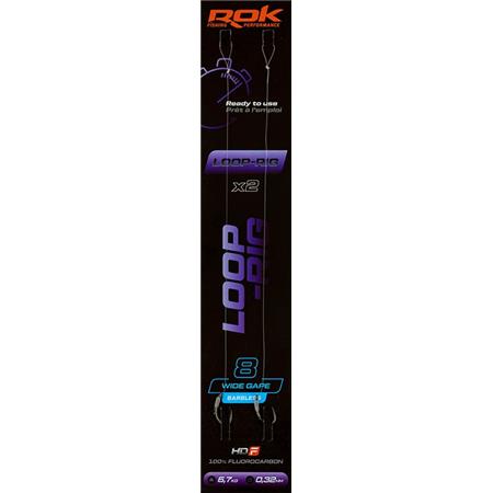 Líder Rok Fishing Loop Rig Wide Gape Barbless - Pack De 2