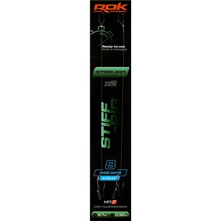 Linha De Fundo Rok Fishing Stiff Rig Wide Gape Barbless - Pack De 2