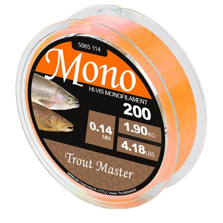 Linha - Laranja - 200M Trout Master Hi-Vis Mono - Orange - 200M