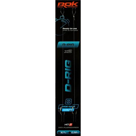 Linha Terminal Rok Fishing D-Rig Wide Gape Barbless - Pack De 2