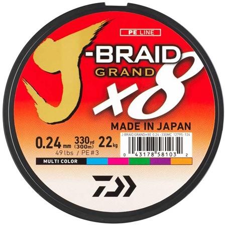 Linha Trançada Daiwa J-Braid Grand X8 Multicolorido - 150M