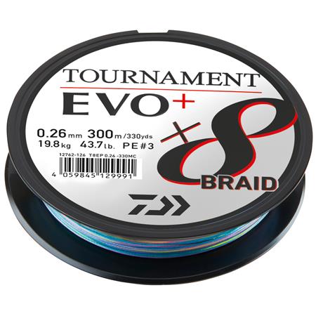 Linha Trançada Daiwa Tournament 8 Braid Evo+ - Multicolorido - 300M
