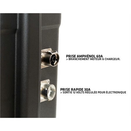 LITHIUMBATTERIJ BSR PRESTIGE LIFEPO4 GEN3+ 24V100AH +1 SORTIE RÉGULÉE SONDEUR ET CHARGEUR NON ÉTANCHE 10A