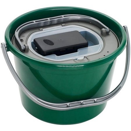 Livebait Bucket Plastilys 13L Round Dark Green + Livewell Basket + Integrated Aerator