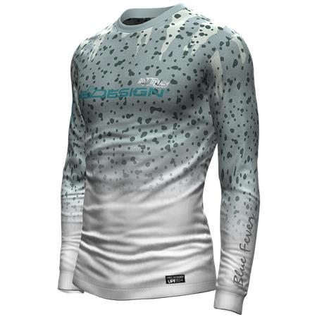 LONG SLEEVE MEN'S T-SHIRT - GREY HOT SPOT DESIGN OCEAN PERFORMANCE GIANT TREVALLY - GRIS