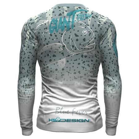 LONG SLEEVE MEN'S T-SHIRT - GREY HOT SPOT DESIGN OCEAN PERFORMANCE GIANT TREVALLY - GRIS