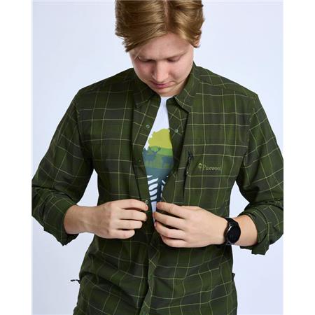 LONG SLEEVE SHIRT FOR MEN PINEWOOD ABISKO TREKKING L/S - MOSS GREEN