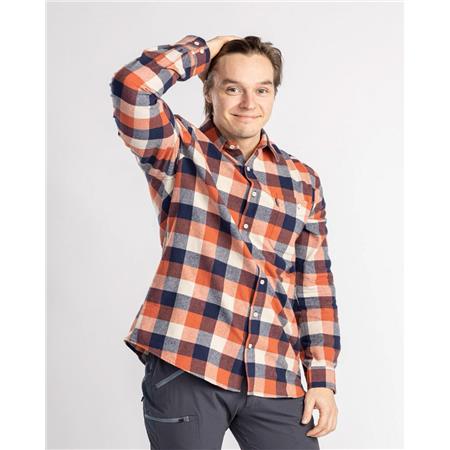 LONG SLEEVE SHIRT FOR MEN PINEWOOD FLANNEL - MARINE/TERRACOTTA