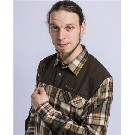 LONG SLEEVE SHIRT FOR MEN PINEWOOD FURUDAL PRO TRACKER WOOL - BEIGE/SUEDE MARRON
