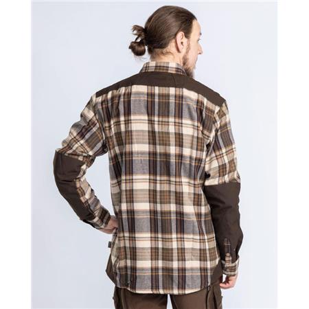 LONG SLEEVE SHIRT FOR MEN PINEWOOD FURUDAL PRO TRACKER WOOL - BEIGE/SUEDE MARRON
