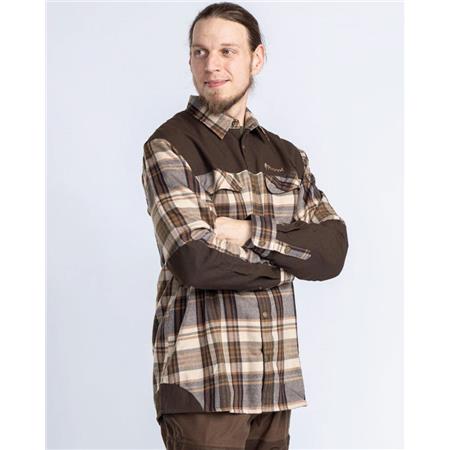 LONG SLEEVE SHIRT FOR MEN PINEWOOD FURUDAL PRO TRACKER WOOL - BEIGE/SUEDE MARRON