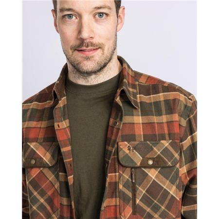 LONG SLEEVE SHIRT FOR MEN PINEWOOD PRESTWICK EXCLUSIVE - GREEN/TERRACOTTA
