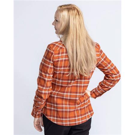LONG SLEEVE SHIRT WOMEN PINEWOOD ABISKO HIKING FLANNEL - BURNED ORANGE