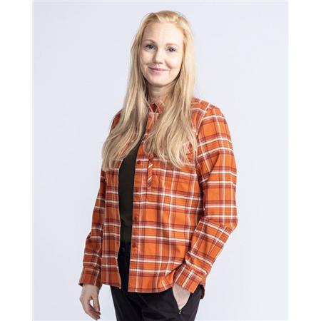 LONG SLEEVE SHIRT WOMEN PINEWOOD ABISKO HIKING FLANNEL - BURNED ORANGE