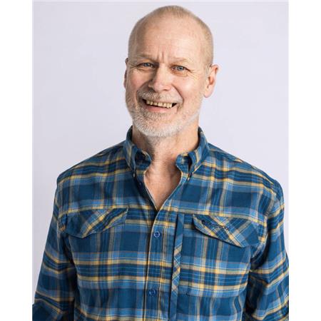 LONG SLEEVE SHIRTS FOR MEN PINEWOOD ABISKO HIKING FLANNEL - AZUR BLUE