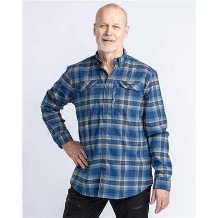 LONG SLEEVE SHIRTS FOR MEN PINEWOOD ABISKO HIKING FLANNEL - AZUR BLUE
