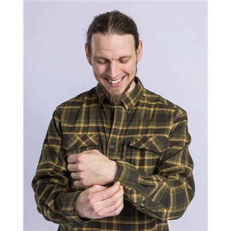 LONG SLEEVE SHIRTS FOR MEN PINEWOOD ABISKO HIKING FLANNEL - MOSS GREEN