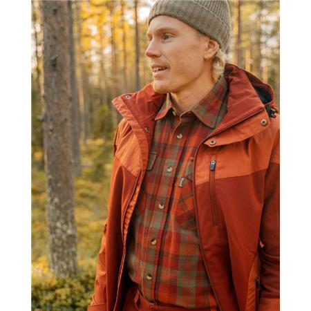 LONG SLEEVE SHIRTS FOR MEN PINEWOOD HÄRJEDALEN - TERRACOTTA/GREEN