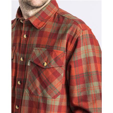LONG SLEEVE SHIRTS FOR MEN PINEWOOD HÄRJEDALEN - TERRACOTTA/GREEN