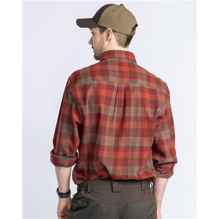 LONG SLEEVE SHIRTS FOR MEN PINEWOOD HÄRJEDALEN - TERRACOTTA/GREEN