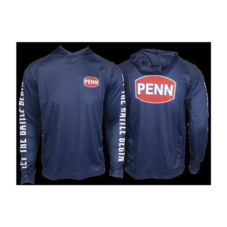 LONG SLEEVE T-SHIRT FOR MEN PENN PRO HOODED JERSEY ANTI UV - MARINE