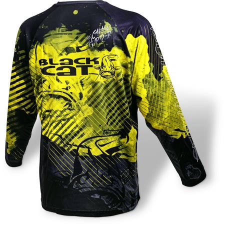 LONG-SLEEVED MEN'S T-SHIRT BLACK CAT FISHING JERSEY - NOIR/JAUNE