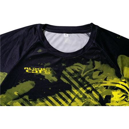 LONG-SLEEVED MEN'S T-SHIRT BLACK CAT FISHING JERSEY - NOIR/JAUNE