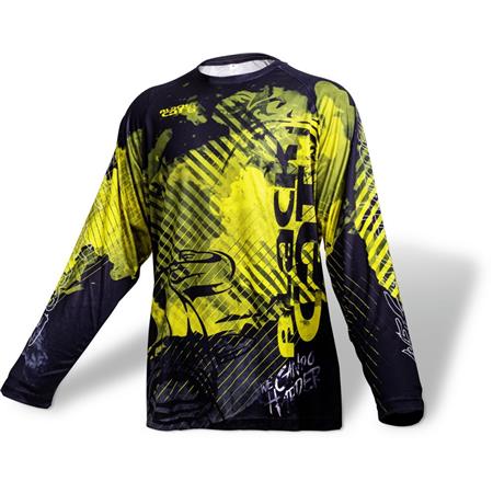 Long-Sleeved Men's T-Shirt Black Cat Fishing Jersey - Noir/Jaune