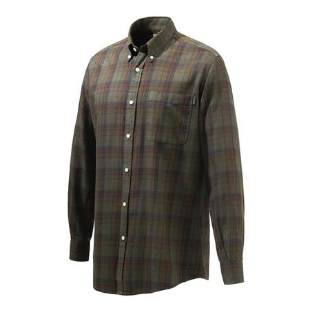 Long Sleeved-Shirt Man Beretta Wood Button Down Shirt Beige/Rouge