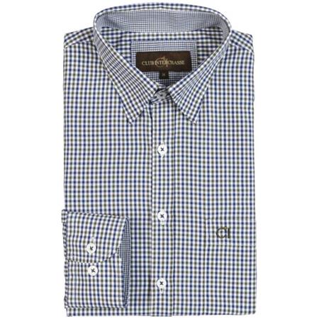 Long Sleeved-Shirt Man Club Interchasse Marin Squares Rouille/Vert