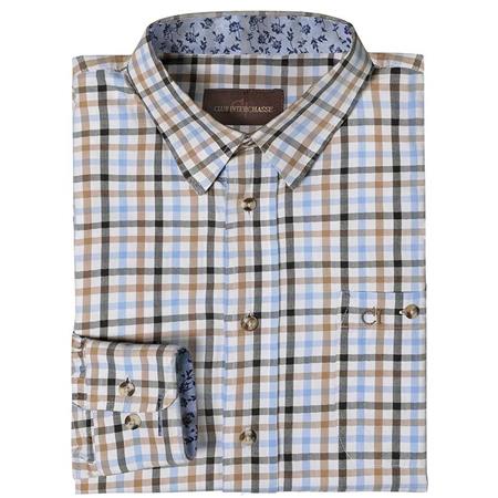 Long Sleeved-Shirt Man Club Interchasse Steeve Squares Bleu/Marron