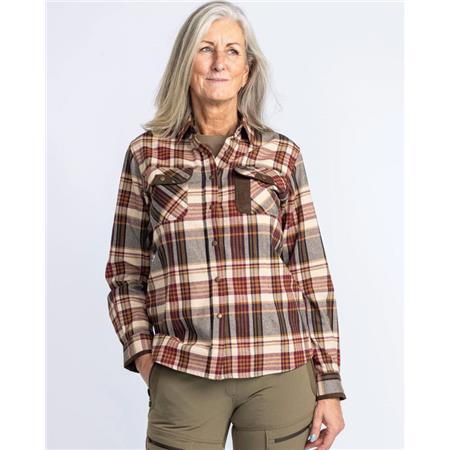 LONG SLEEVED SHIRT WOMAN PINEWOOD PRESTWICK EXCLUSIVE - BORDEAUX/BEIGE